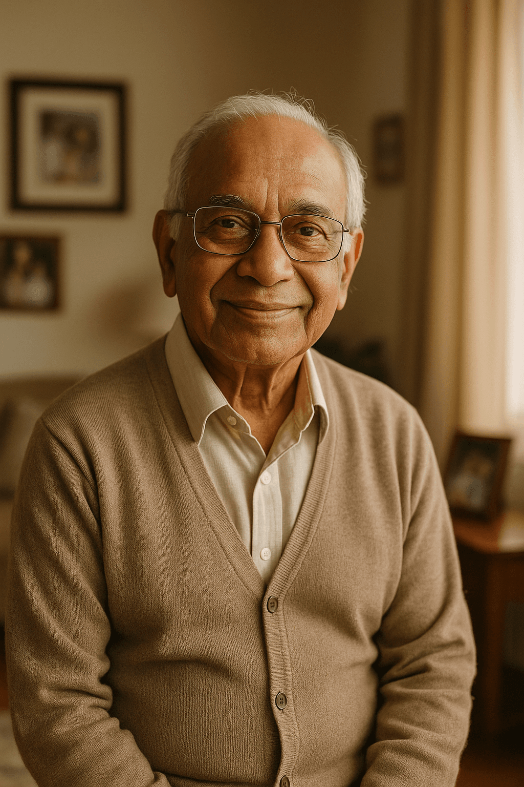 Older father with family nearby