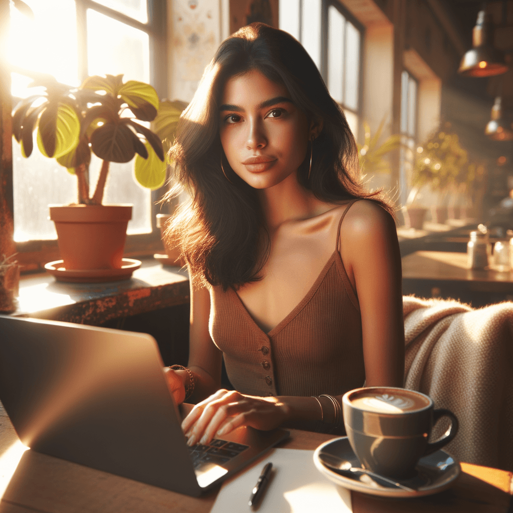 Freelancer working at a coffee shop